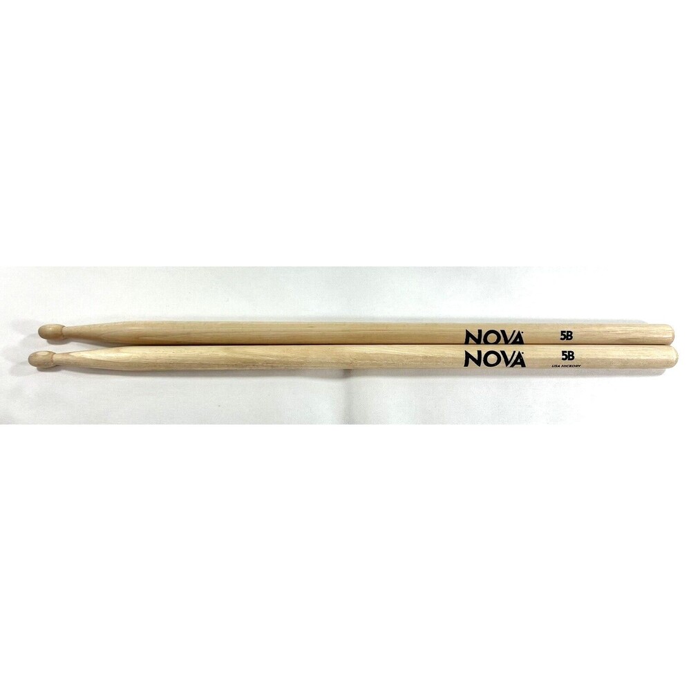 NOVA 5B USA Hickory Wood Drumsticks 5B Wooden Tip by Vic Firth